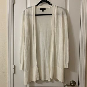 Ann Taylor linen off-white long open cardigan size L